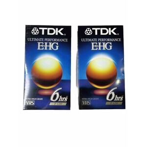 2 TDK Ultimate Performance EHG T-120 Blank VHS Tapes 6 Hrs New Old Stock Sealed